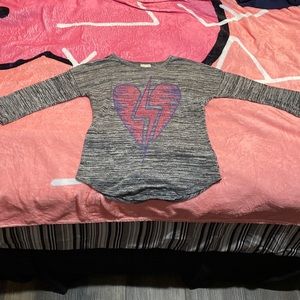 2d glittery heart Quarter-long sleeve Kids